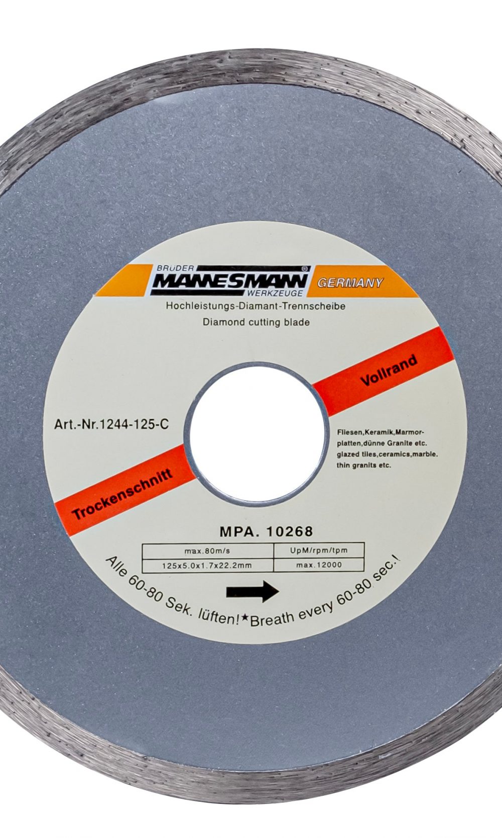 عجلة قطع الماس ، حافة كاملة ، قطر. 125 مم