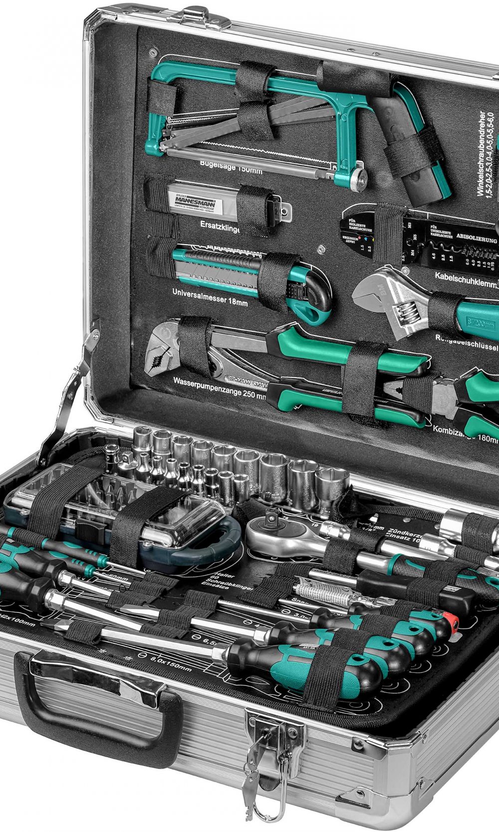 124 قطعة. مجموعة الأدوات في علبة من الألومنيوم