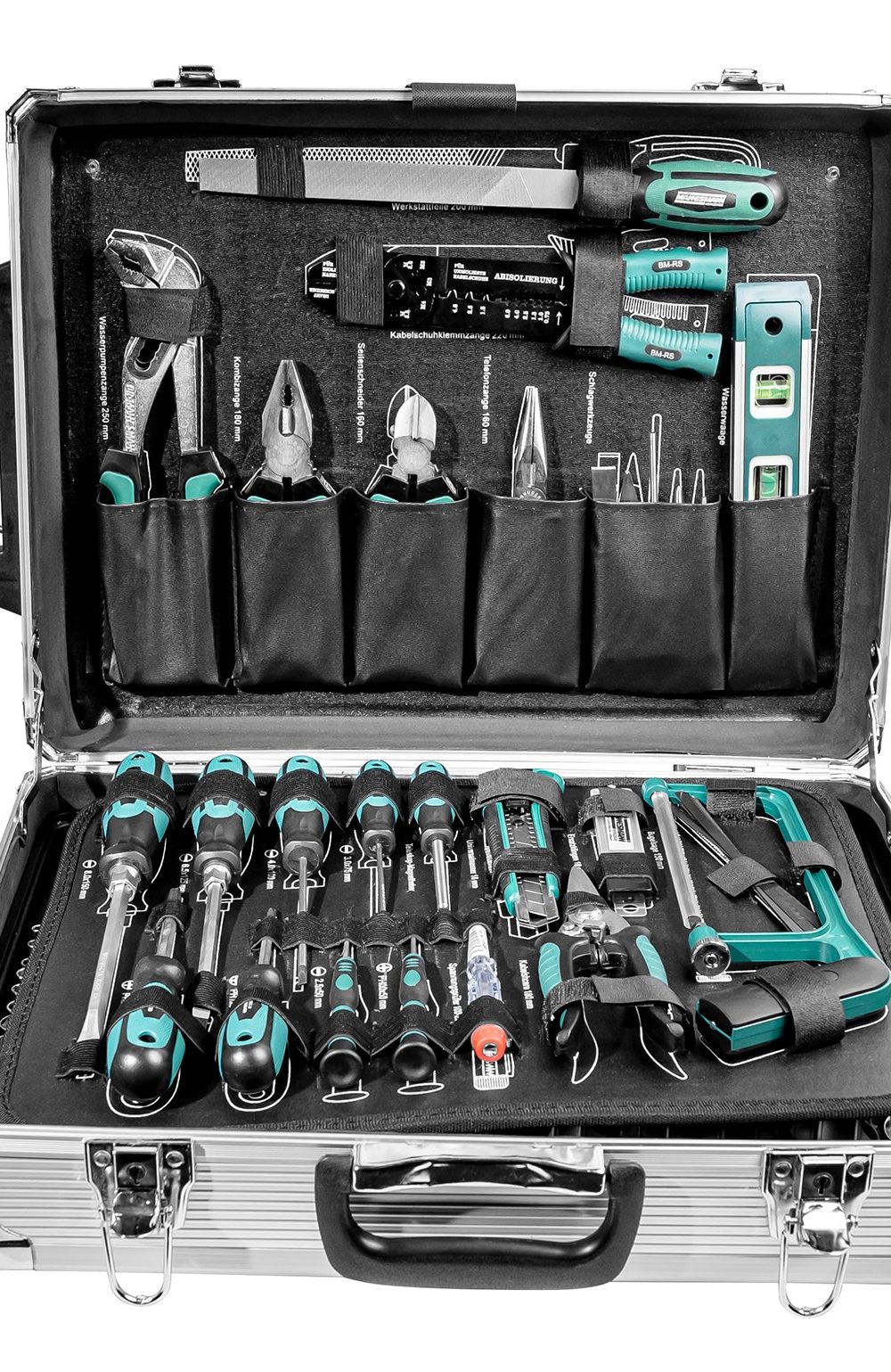 عربة أدوات من الألومنيوم ، مجهزة ، 159 قطعة.