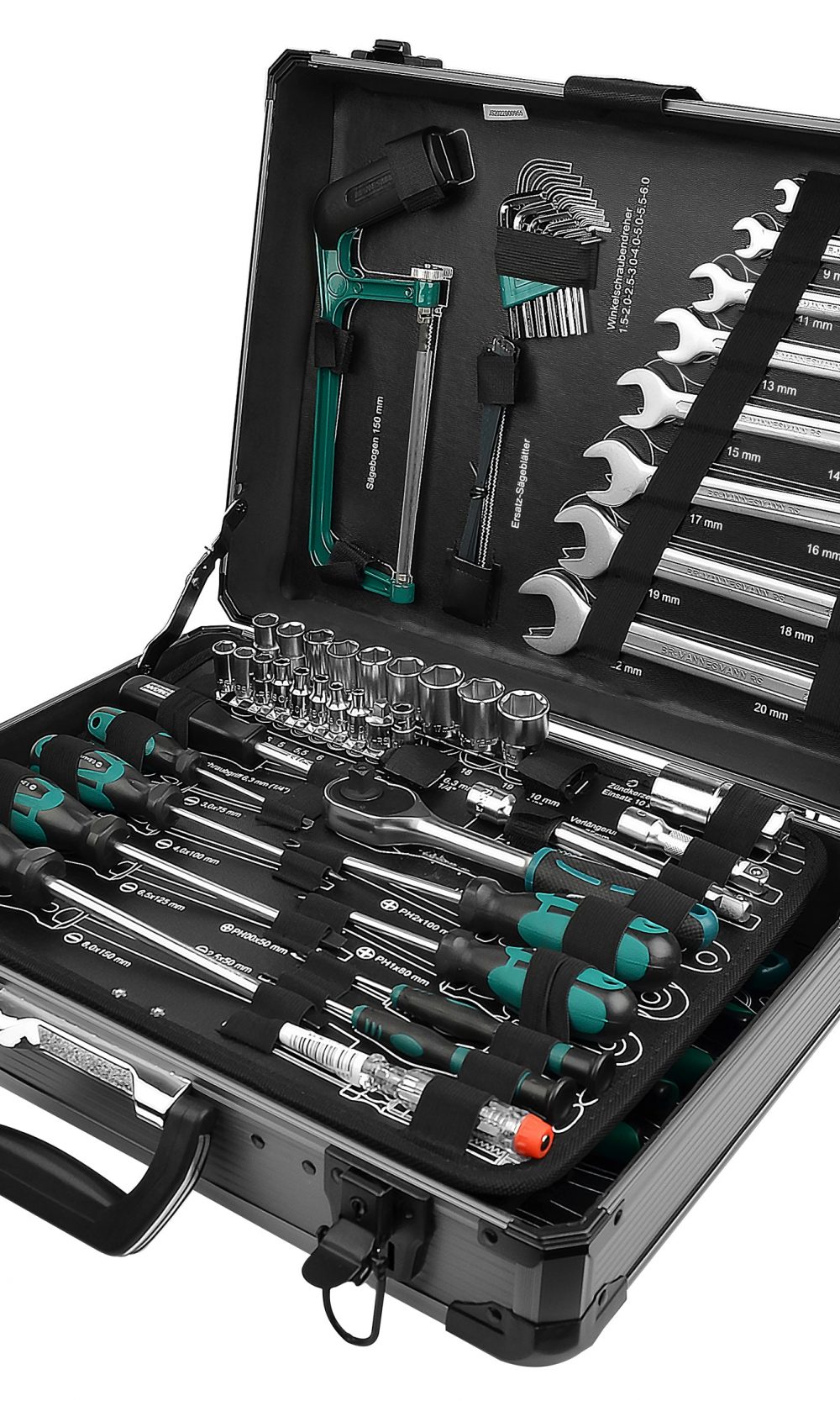 علبة أدوات من الألومنيوم ، مجهزة ، 133 قطعة.