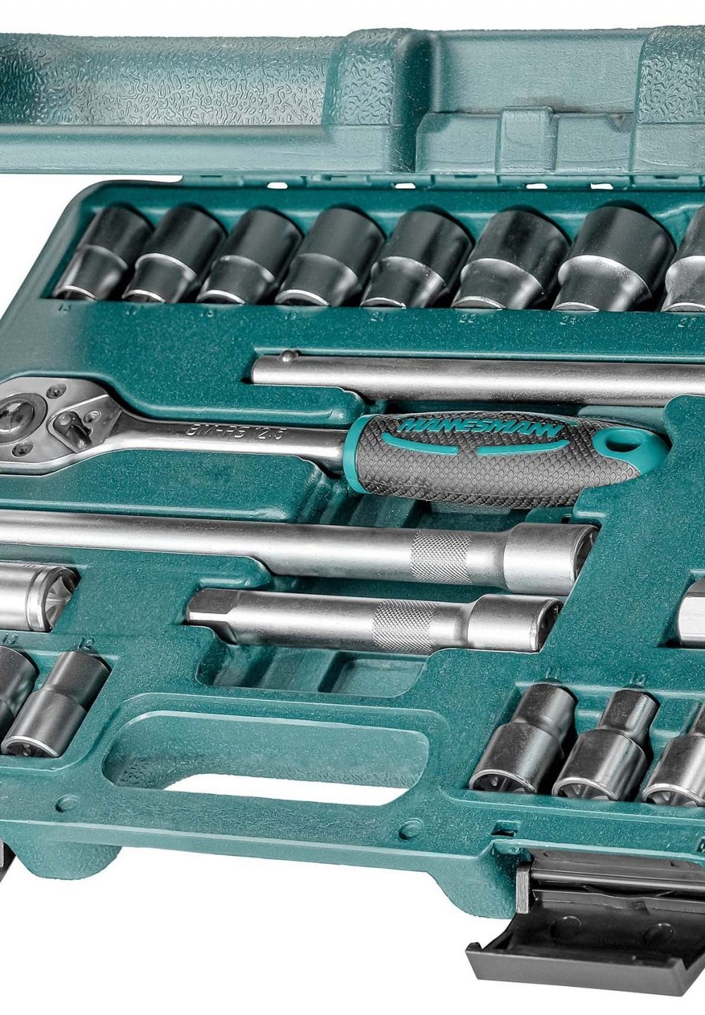 مجموعة وجع المقبس 1/2 "، 25 قطعة. الكروم الفاناديوم