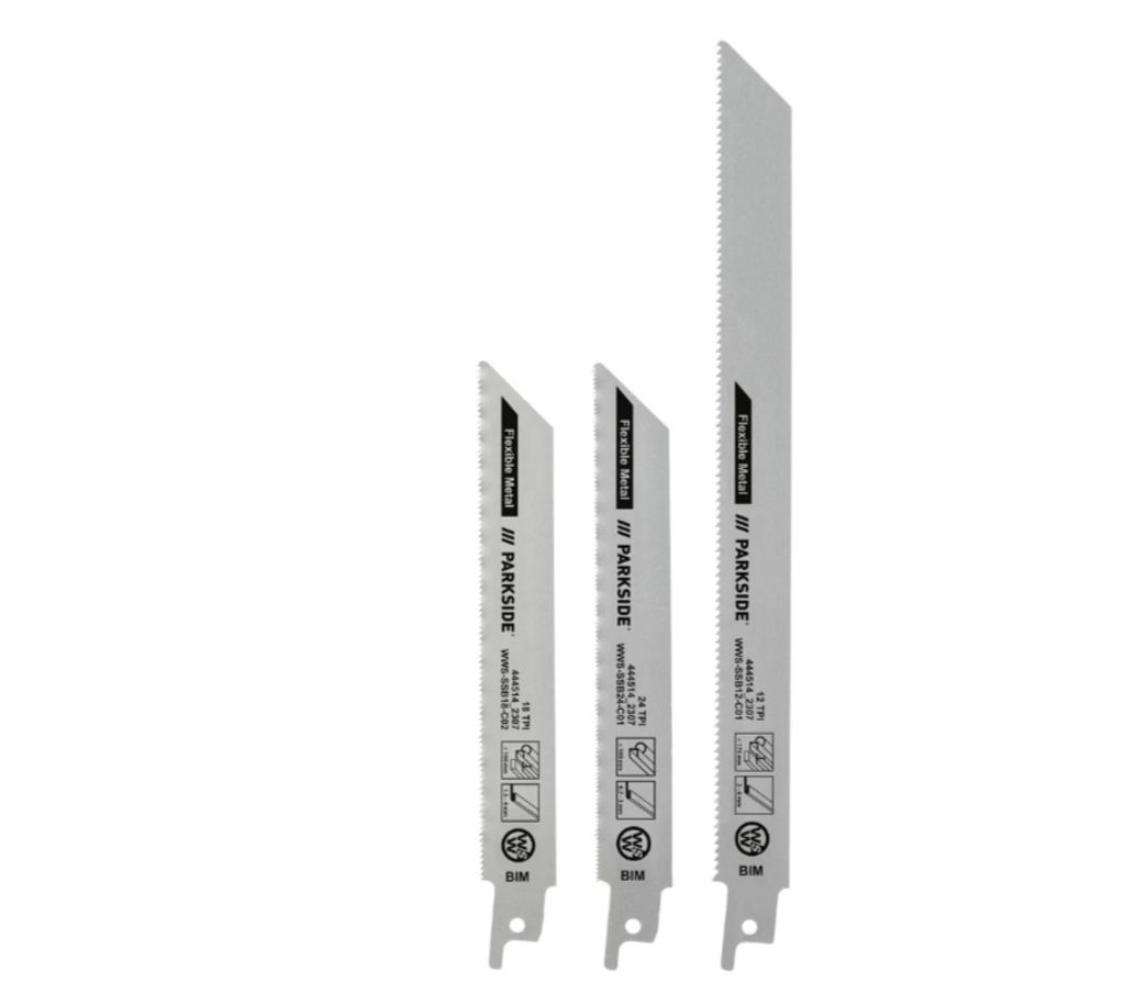 بارك سايد® طقم شفرات منشار ترددي، 3 قطع، معدن ناعم