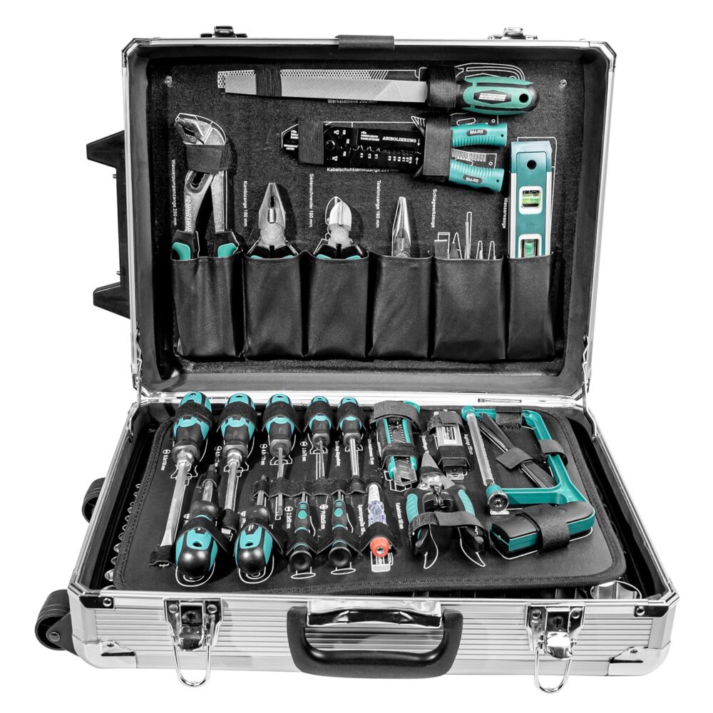 عربة أدوات من الألومنيوم ، مجهزة ، 159 قطعة.