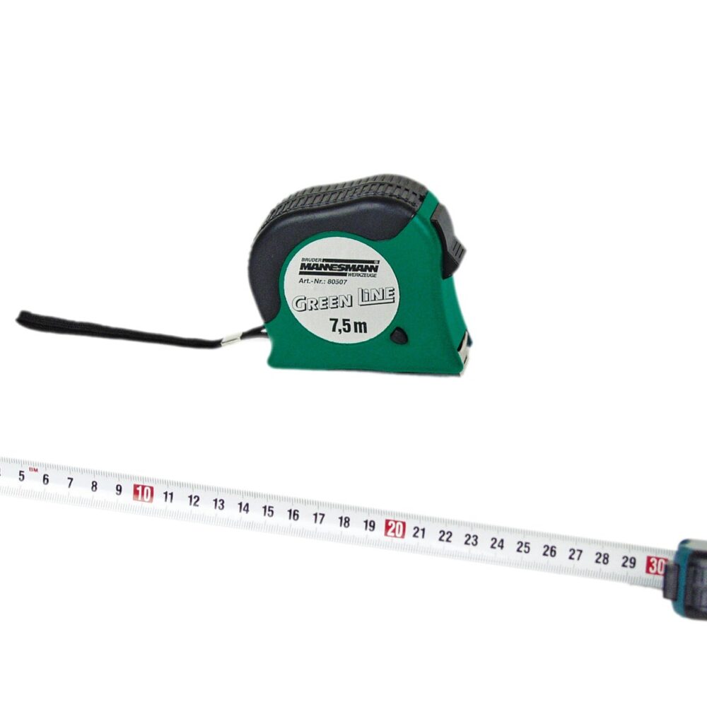 شريط قياس 7.5 م × 25 مم ، علبة خضراء / أسود
