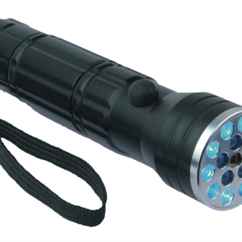 مصباح يدوي مع LED + UV + ليزر