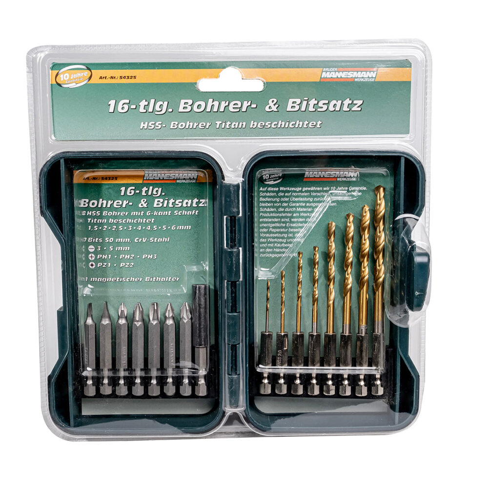 مجموعة الحفر والبت ، 16 قطعة.