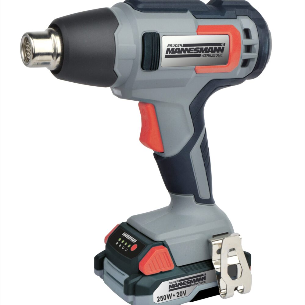 مسدس هواء ساخن 20 فولت مع بطارية 2.0 أمبير وشاحن سريع 20 فولت و 4 قطع. اكسسوارات