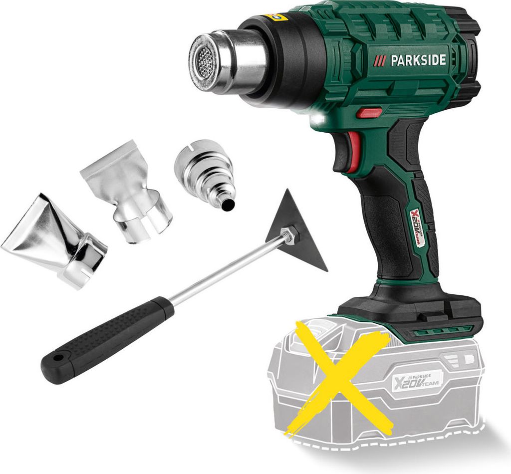 منفاخ الهواء الساخن اللاسلكي بارك سايد® 20 فولت »PHLGA 20-Li B1«، مع المرفقات ، بدون بطارية وشاحن