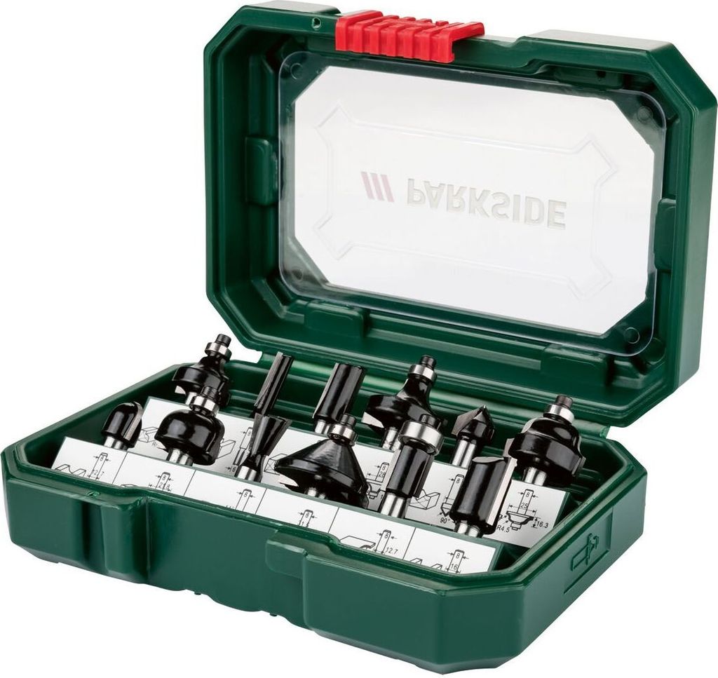 مجموعة قاطع الطحن بارك سايد® لجهاز التوجيه PFB 12 A1 ، 6 كرات كربيد بت ، 12 قطعة ، للخشب اللين ، اللوح ، الخشب الرقائقي وألواح MDF