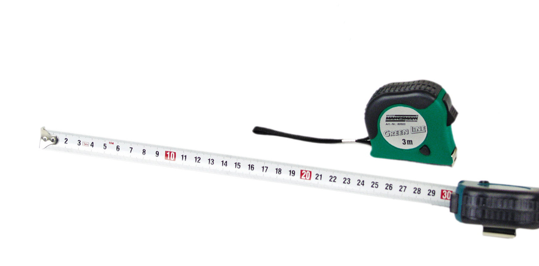 شريط قياس 3 م × 16 مم ، علبة خضراء / سوداء