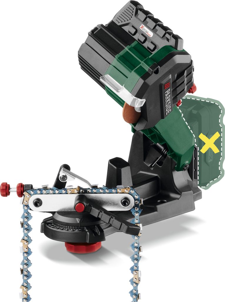 مبراة سلسلة المنشار بارك سايد® PSGA 20-Li A1 ، بدون بطارية وشاحن ، متوافقة مع بطاريات بارك سايد X 20V Team ، شحذ دقيق دون إعادة تثبيت ، زاوية شحذ قابلة للتعديل ، إضاءة LED ، محرك هادئ ومنخفض الاهتزاز