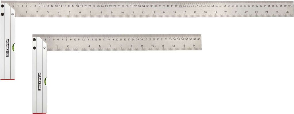 مجموعة زاوية التوقف بارك سايد® ، مجموعة من 2 ، 90 درجة مع مقياس ومستوى الروح ، 400 مم و 700 مم ، سم / بوصة