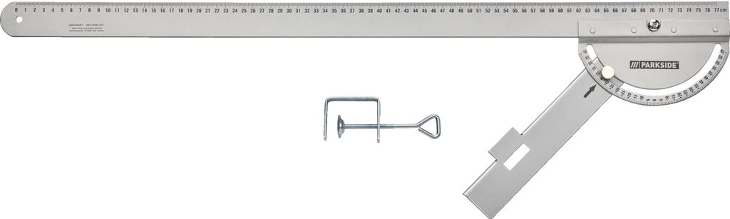 بارك سايد® ، شريط المنشار ، مقياس 0-77 سم و 70 درجة -0 درجة -70 درجة ، بما في ذلك مشبك الطاولة ، الزاوية ، للمناشير الدائرية وبانوراما ، مصنوعة من فولاذ الأدوات عالي الجودة ، لقطع دقيقة ومستقيمة