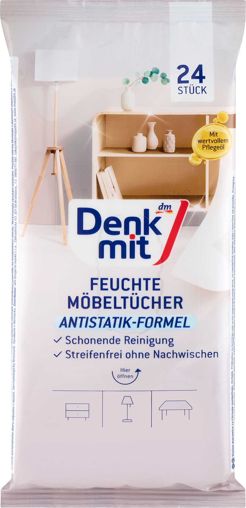 Denkmit مناديل تنظيف رطبة للأثاث ، 24 ساعة