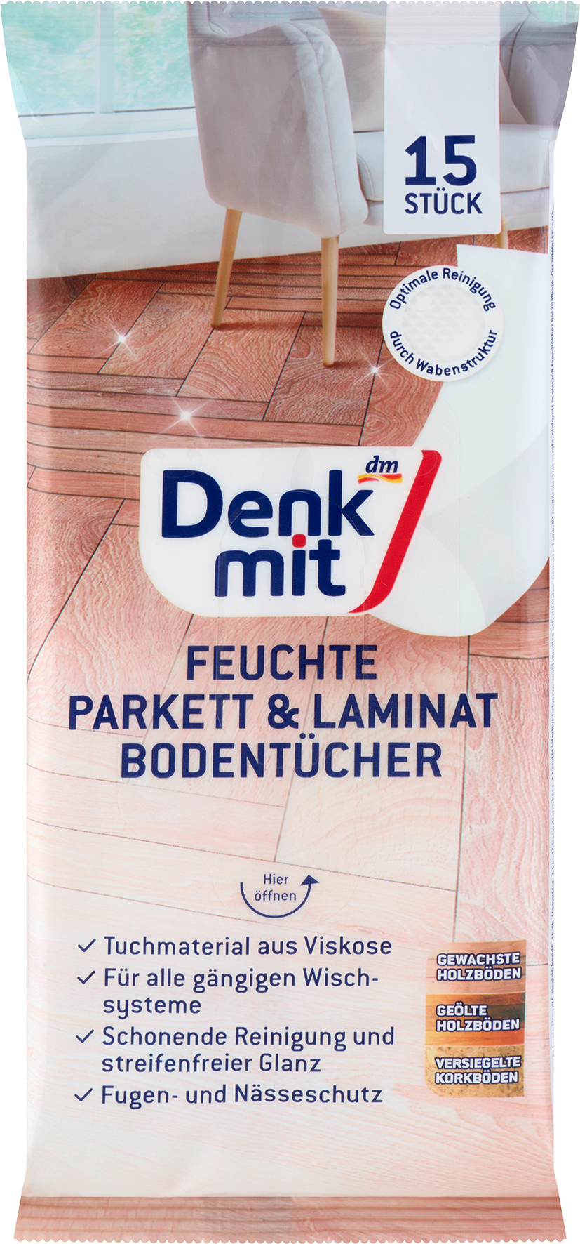 دنكميت أقمشة أرضية مبللة باركيه وصفح، 15 قطعة