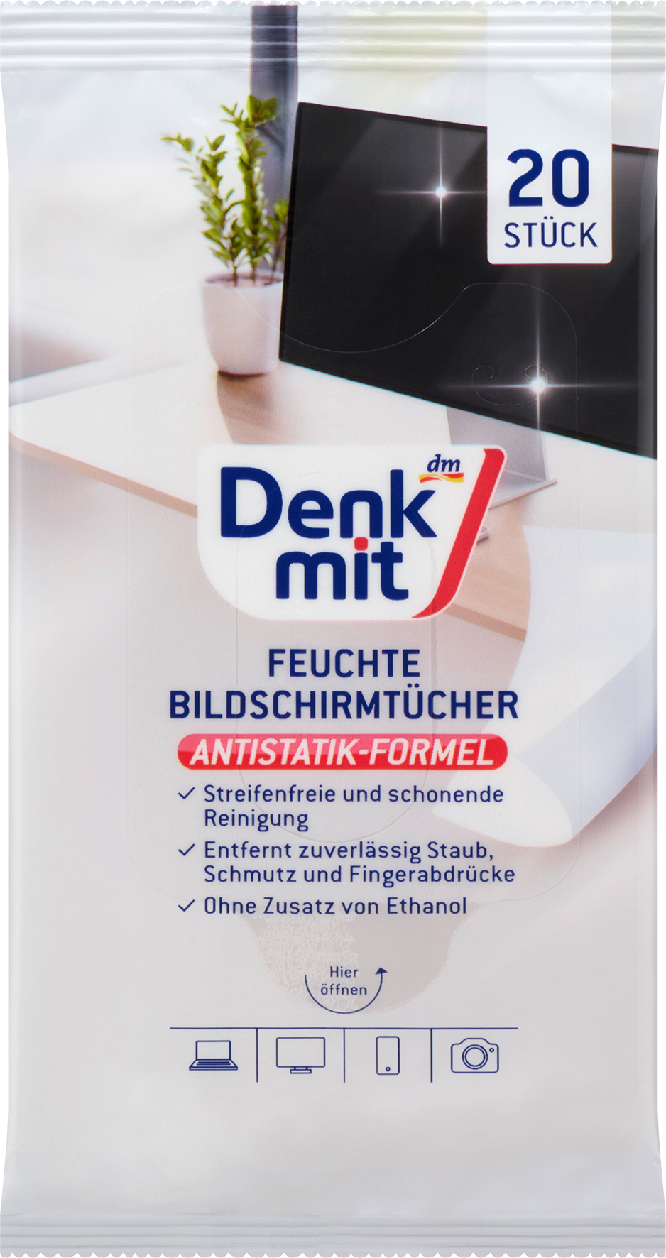دنكميت مناديل مبللة للتنظيف الرطب للشاشة، 20 قطعة