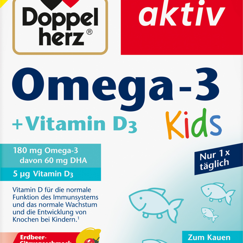 دوبلهيرز، أوميغا 3 + فيتامين د 3 أقراص قابلة للمضغ للأطفال 27 قطعة، 35.1 جرام مكمل غذائي