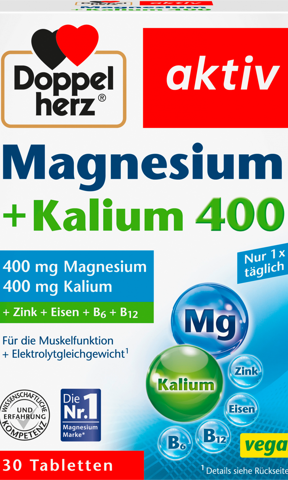 دوبلهيرز مغنيسيوم 400 + بوتاسيوم 30 قطعة ، 60 جرام مكمل غذائي
