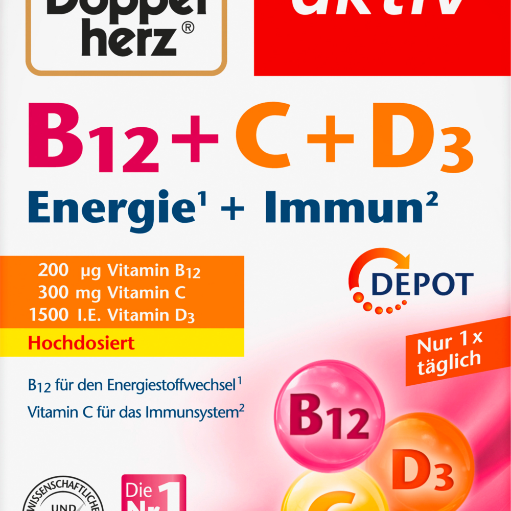 دوبلهيرز، فيتامين ب 12 + ج + د3 أقراص 30 قطعة، 33.2 جم مكمل غذائي
