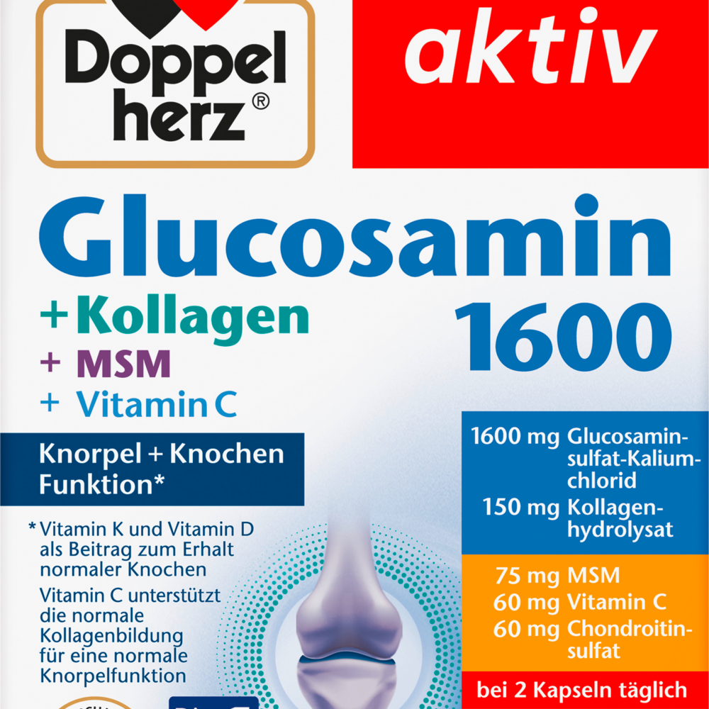 دوبلهيرز جلوكوزامين 1600 كولاجين MSM كبسولات فيتامين سي 40 قطعة ، 45.2 جرام مكمل غذائي