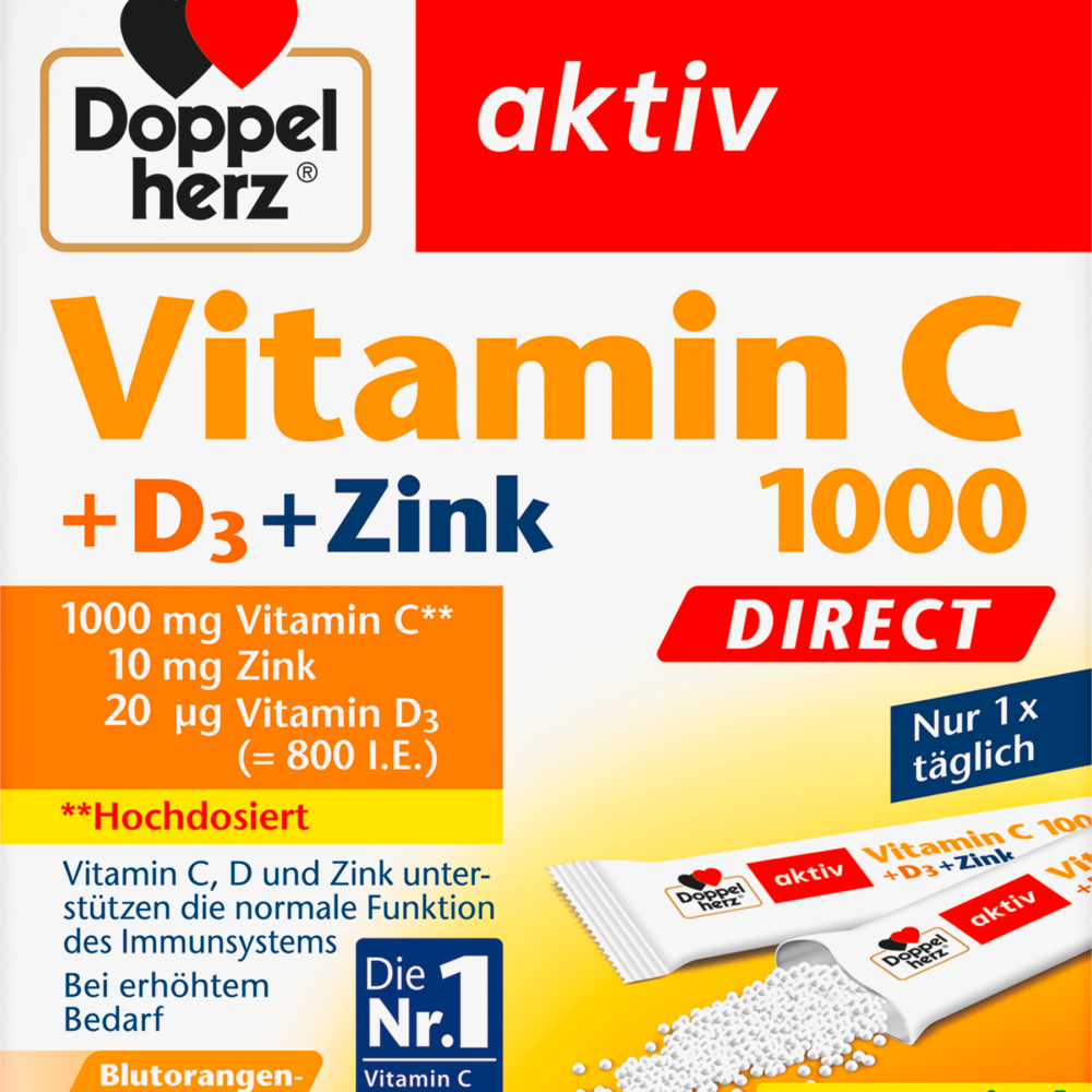 دوبلهيرز فيتامين سي 1000 مجم + زنك مباشر ، 20 قطعة مكمل غذائي