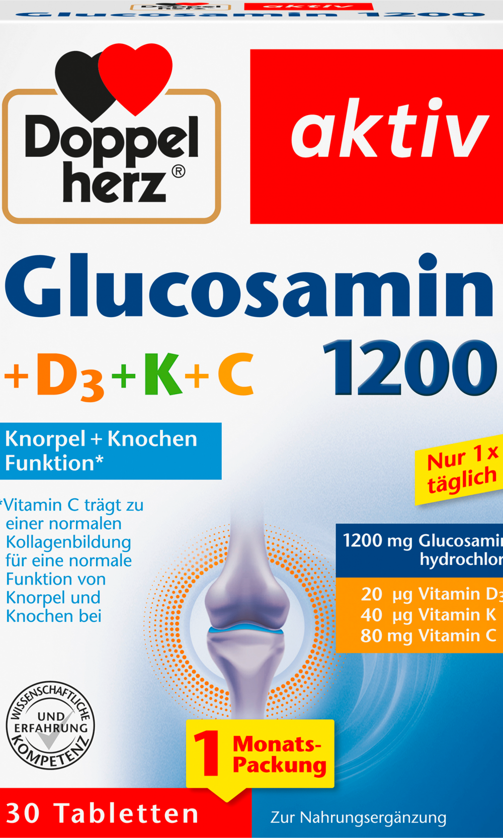 دوبلهيرز جلوكوزامين 1200 قرص 30 قطعة ، 47.4 جرام مكمل غذائي