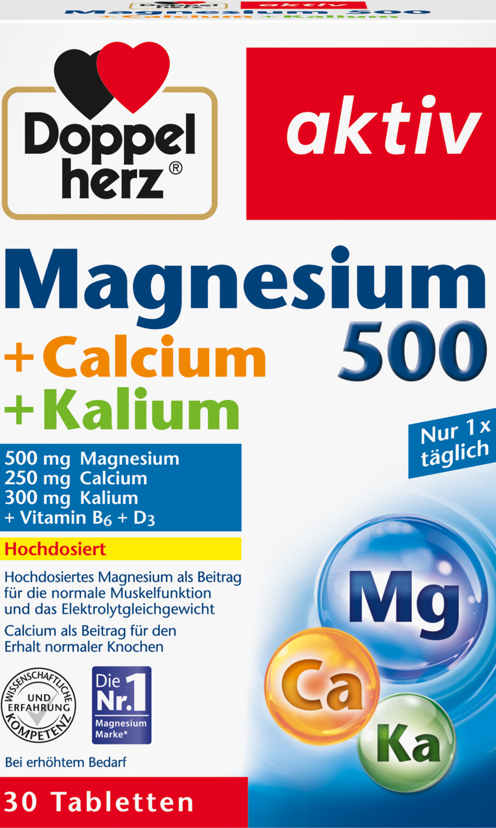 دوبلهيرز مغنيسيوم 500 + كالسيوم + أقراص بوتاسيوم 30 قطعة، 69.6 جممكمل غذائي