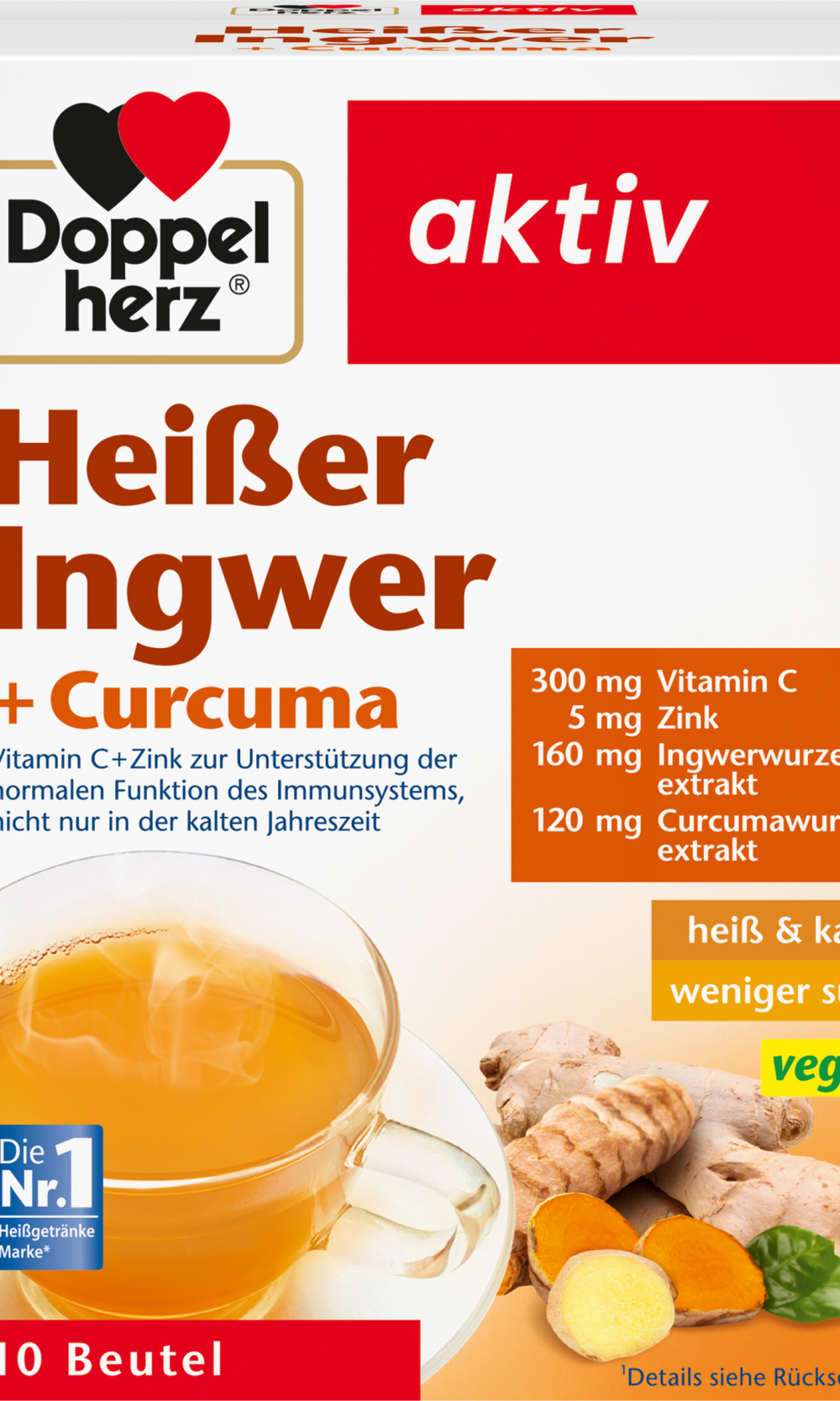 دوبلهيرز مشروب ساخن بالزنجبيل + الكركم (10 قطع)، نباتي، 100 غراممكمل غذائي