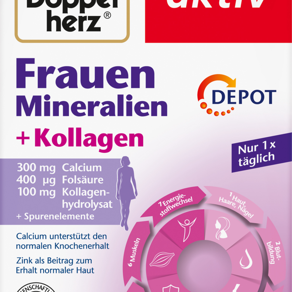 دوبلهيرز، معادن نسائية + أقراص كولاجين 30 قطعة، 51 جم مكمل غذائي