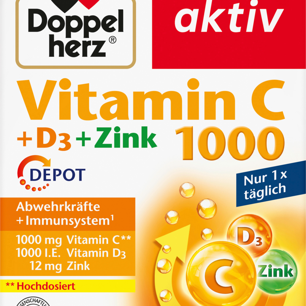 دوبلهيرز فيتامين سي 1000 + د3 + زنك 100 قطعة ، 143 جرام مكمل غذائي