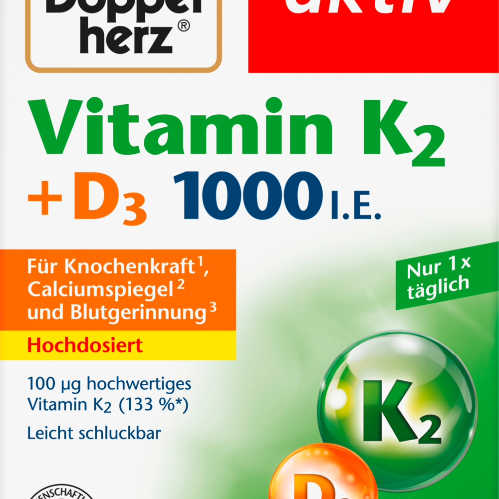 دوبلهيرز فيتامين ك2 + د3 أقراص 1000 وحدة دولية 120 حبة، 52.4 جم مكمل غذائي