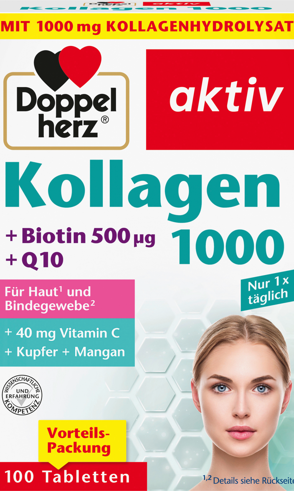 دوبلهيرز كولاجين 1000 قرص 100 قطعة ، 136 جرام مكمل غذائي