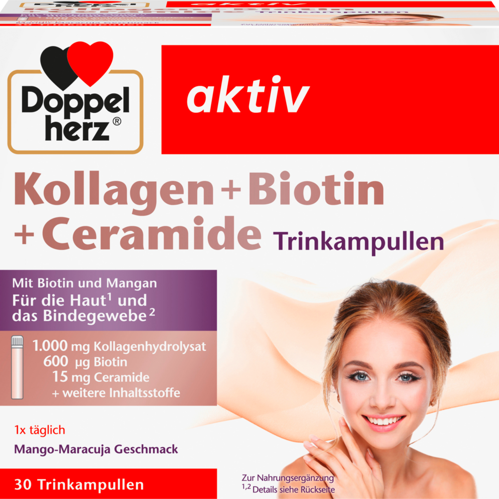 دوبلهيرز كولاجين + بيوتين + أمبولات شرب سيراميد 30 قطعة ، 750 مل مكمل غذائي