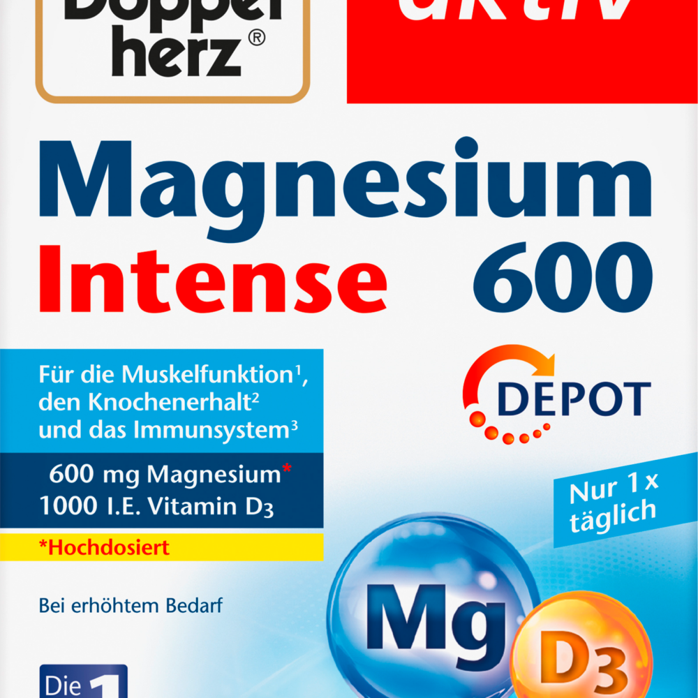 دوبلهيرز مغنيسيوم مكثف 600 + أقراص فيتامين د3 30 حبة، 47.1 جم مكمل غذائي
