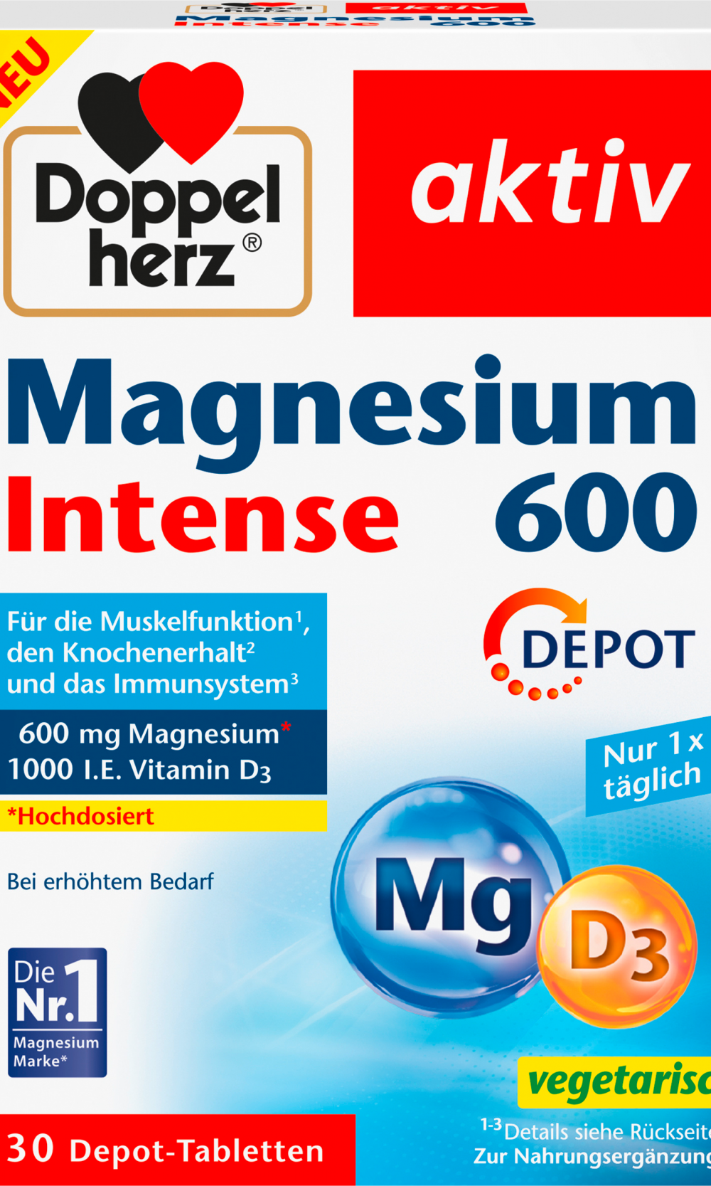 دوبلهيرز مغنيسيوم مكثف 600 + فيتامين د3 أقراص 30 قطعة، 47.1 غراممكمل غذائي