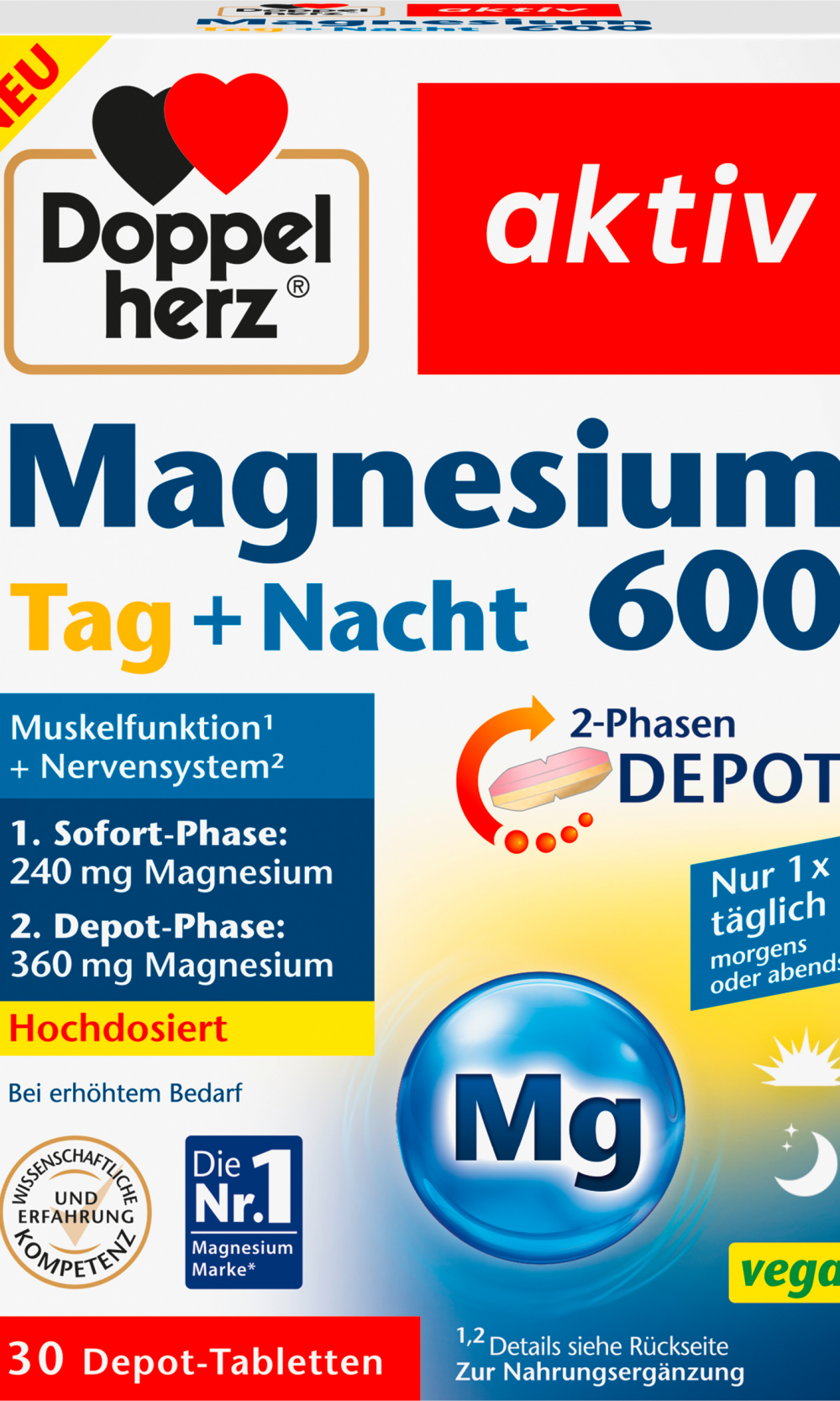 دوبلهيرز مغنيسيوم 600 قرص نهار + نايت ديبوت 30 قطعة، 52.5 غراممكمل غذائي