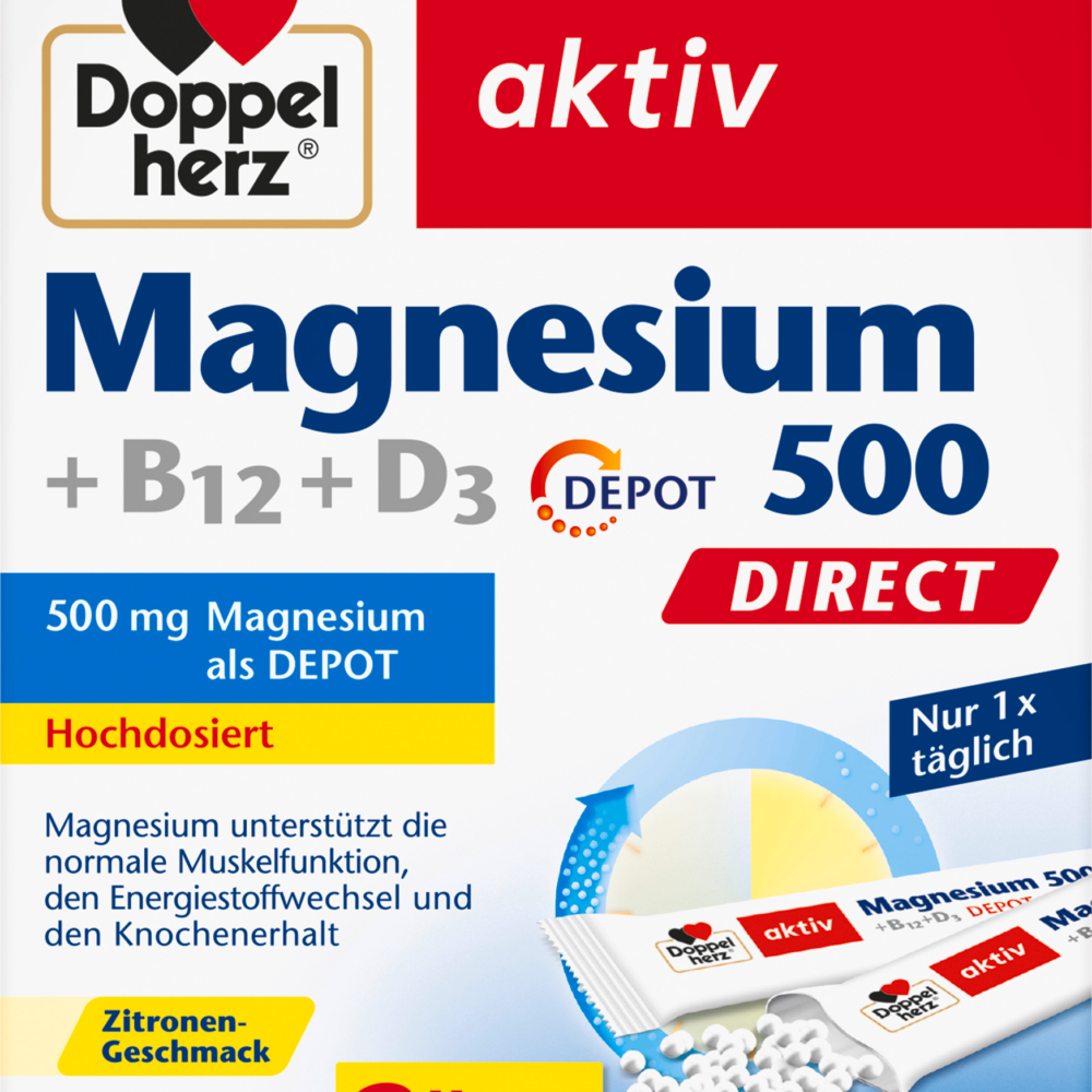 دوبلهيرز، كيس مباشر من المغنيسيوم 500 60 قطعة، 96 جم مكمل غذائي