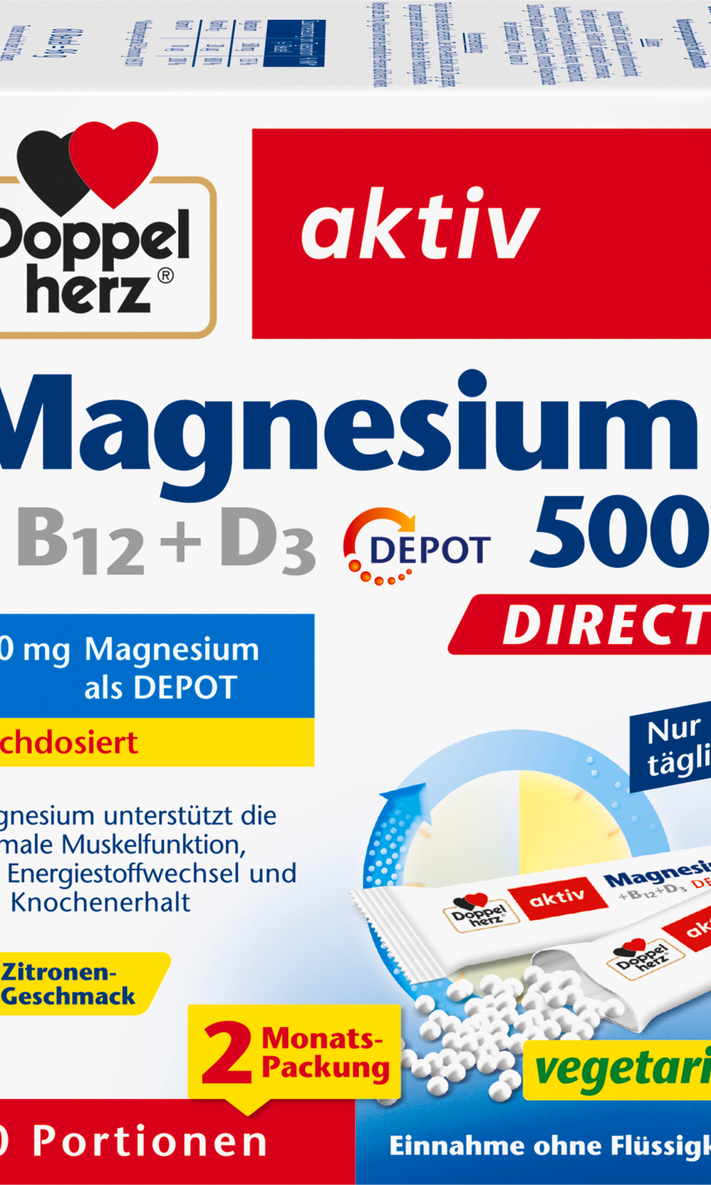 دوبلهيرز، مغنيسيوم 500 كيس مباشر 60 قطعة، 96 جممكمل غذائي