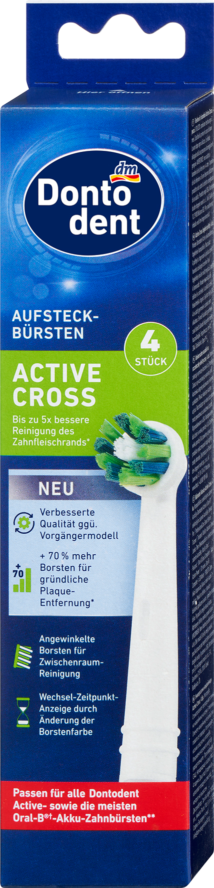 فرشاة دونتودنت أكتيف كروس ، 4 قطع