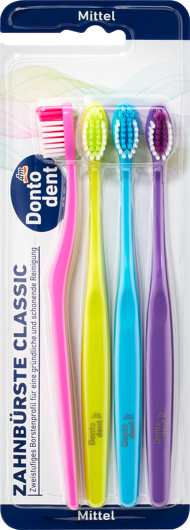 دونتودنت فرشاة أسنان كلاسيك وسط ، 4 قطع