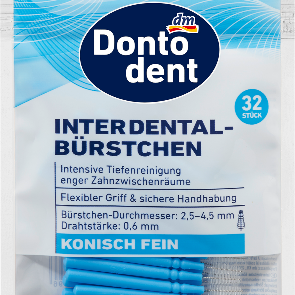 فرش دونتودينت بين الأسنان أزرق 0.6 مم ISO 3 ، 32 قطعة