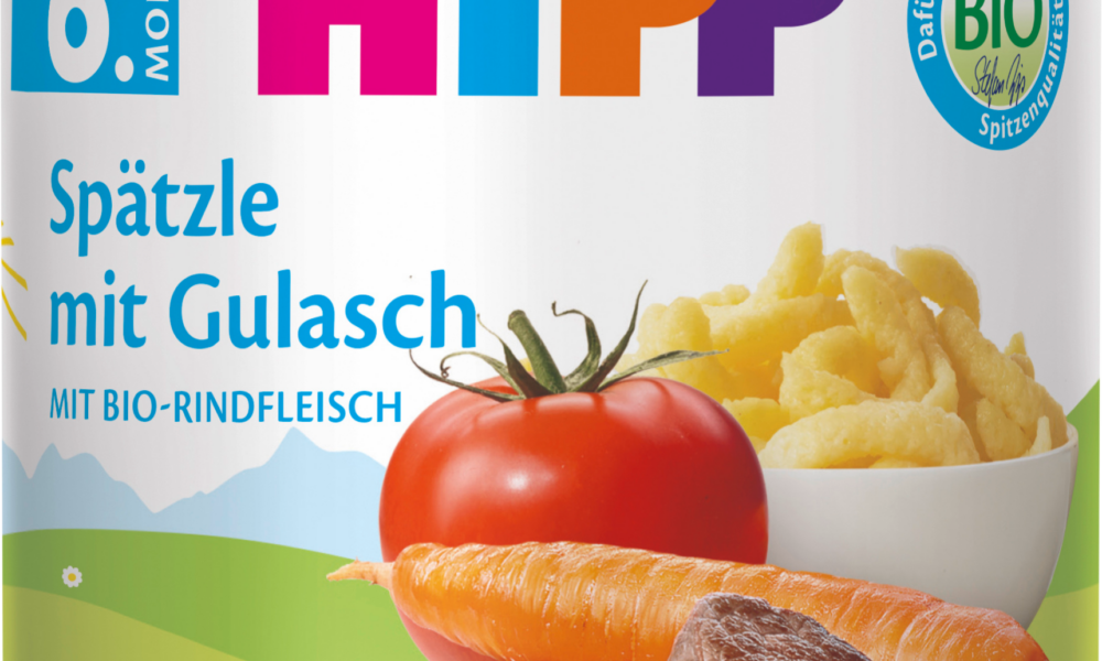 HiPP MEN ü Spätzle مع الجولاش من الشهر 6 ، 190 جرام طعام تكميلي