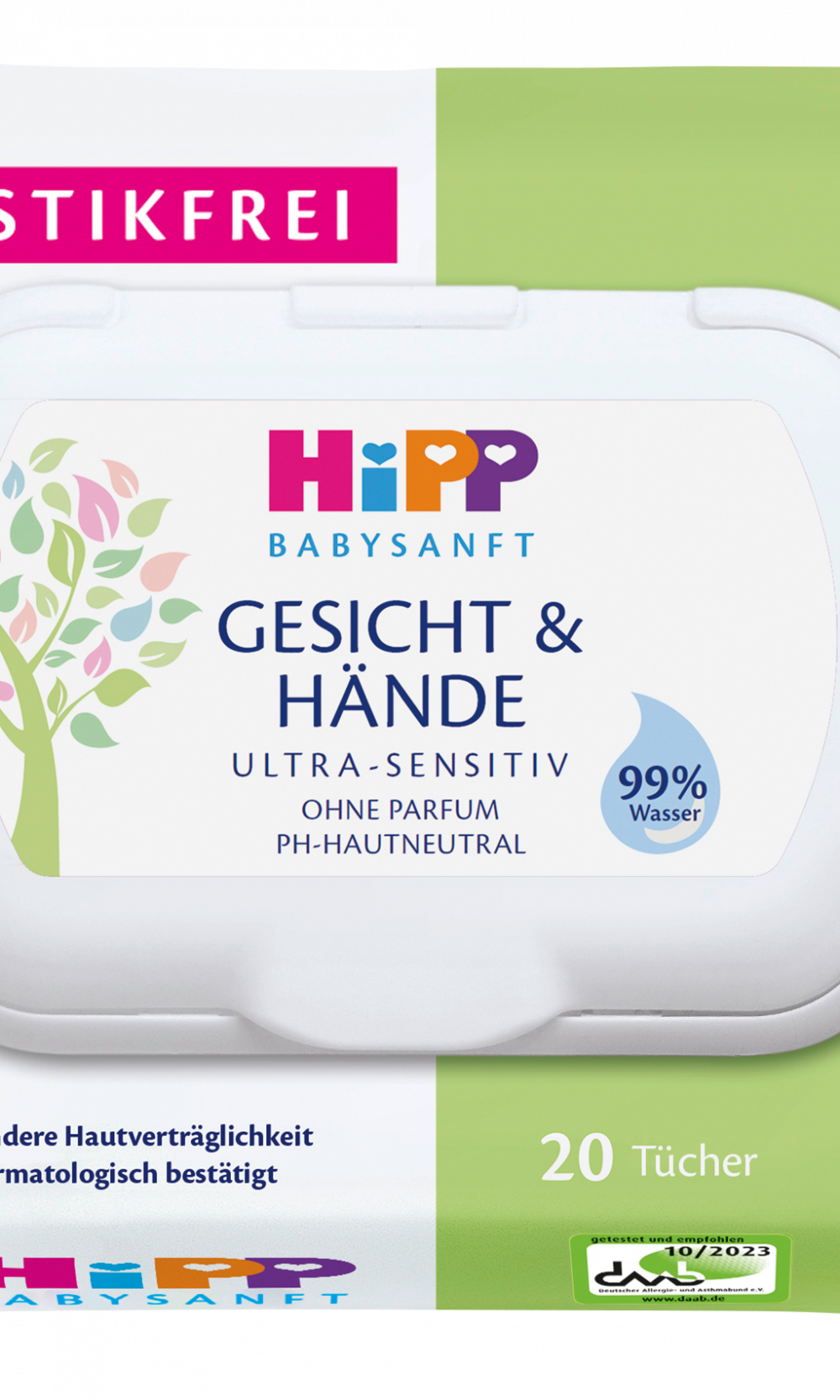 HiPP Babysanft مناديل مبللة للوجه واليدين ، 20 قطعة