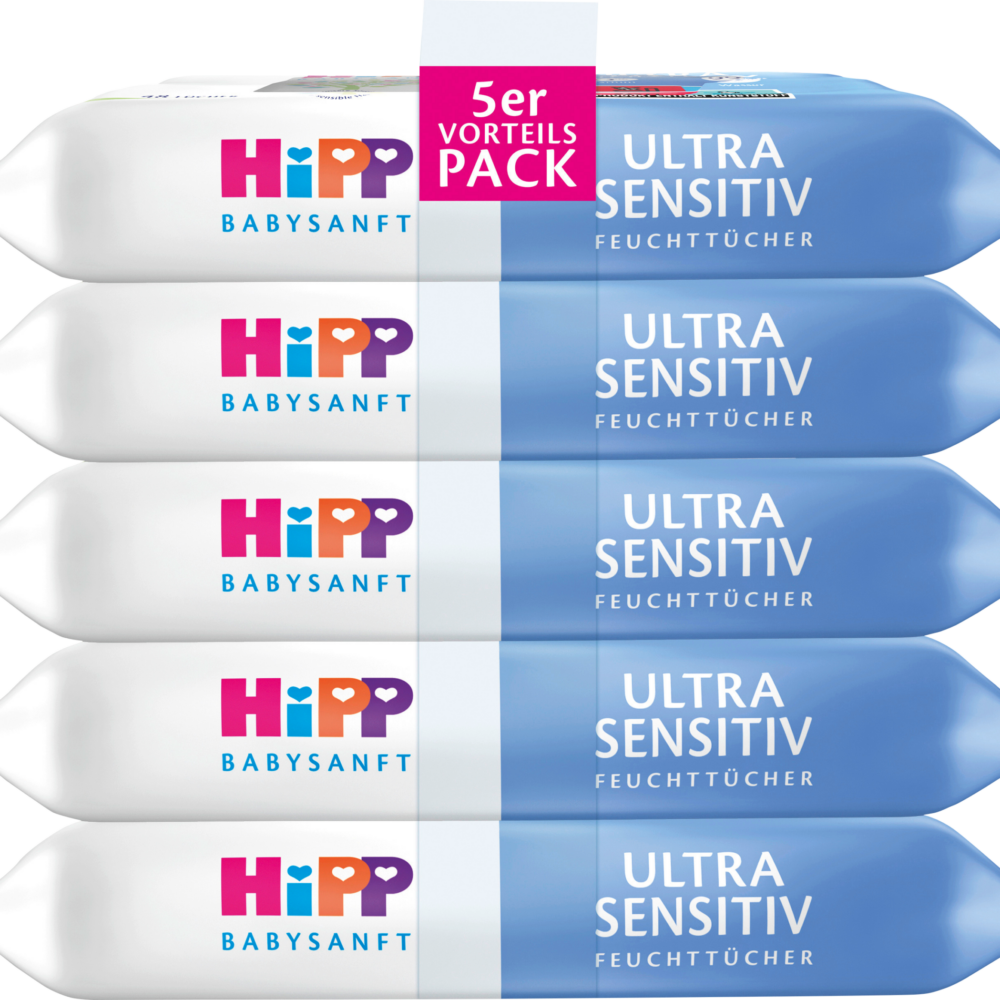 مناديل مبللة HiPP Babysanft فائقة الحساسية 5x48 قطعة ، 240 قطعة.