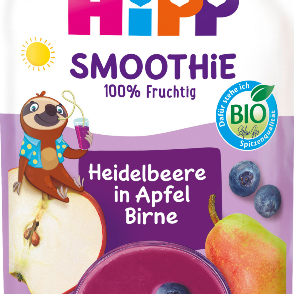 HiPP عصير عصير عصير توت أزرق في التفاح والكمثرى ، 120 مل طعام تكميلي