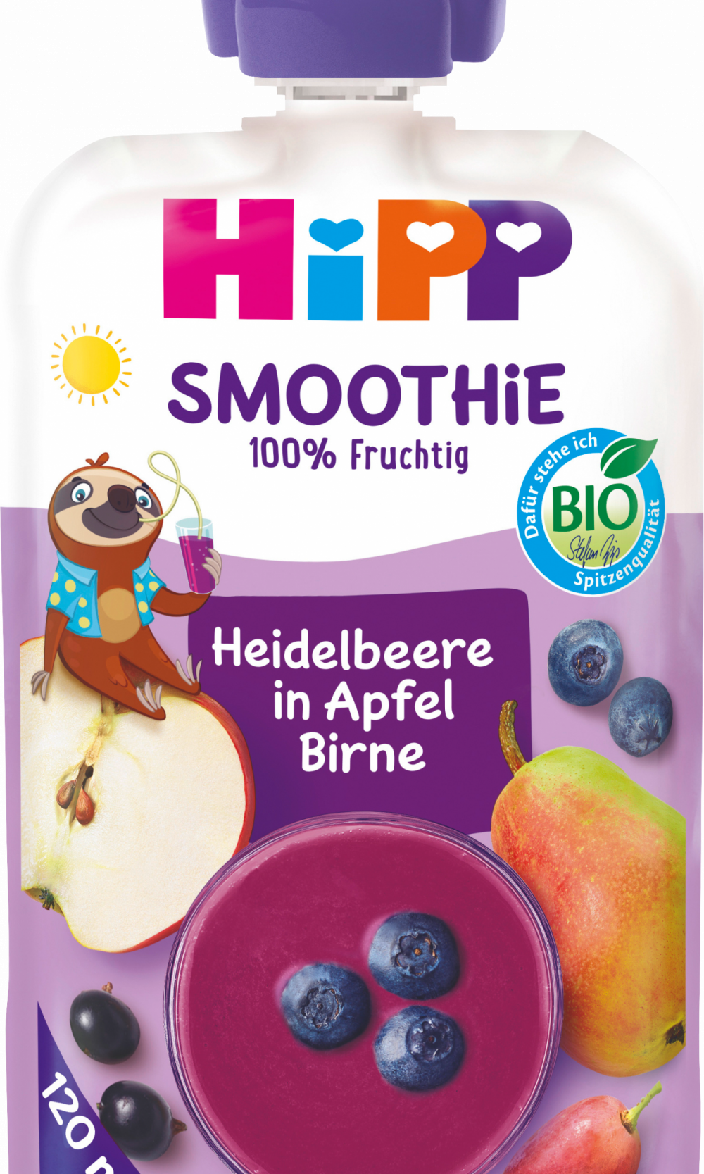 HiPP عصير توت أزرق في التفاح والكمثرى ، 120 ملطعام تكميلي