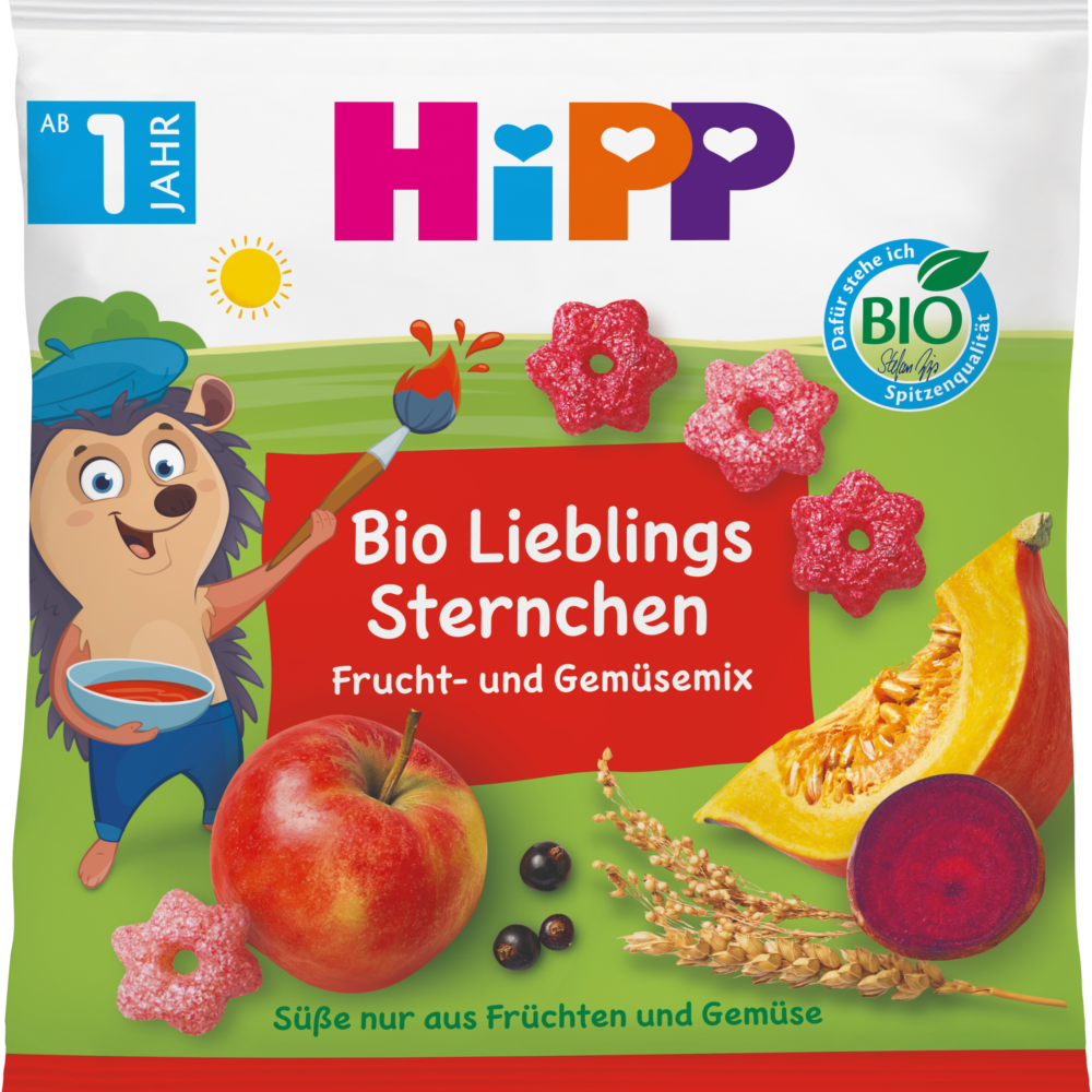 HiPP Kindersnack Lieblings-Sternchen ، من 1 سنة ، 30 جرام طعام تكميلي