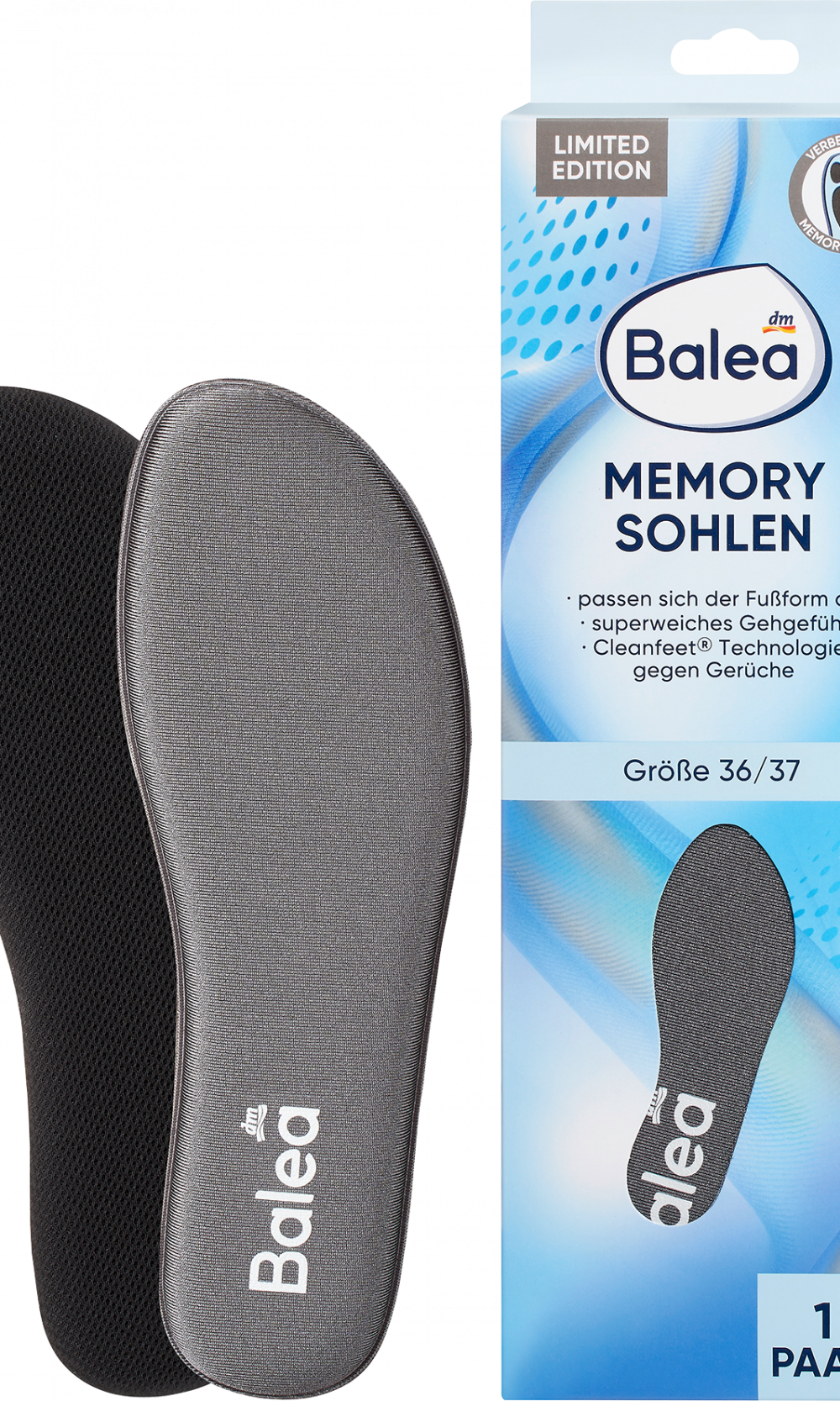 باليا نعل ميموري فوم، مقاس 36/37 (1 زوج)، 2 قطعة