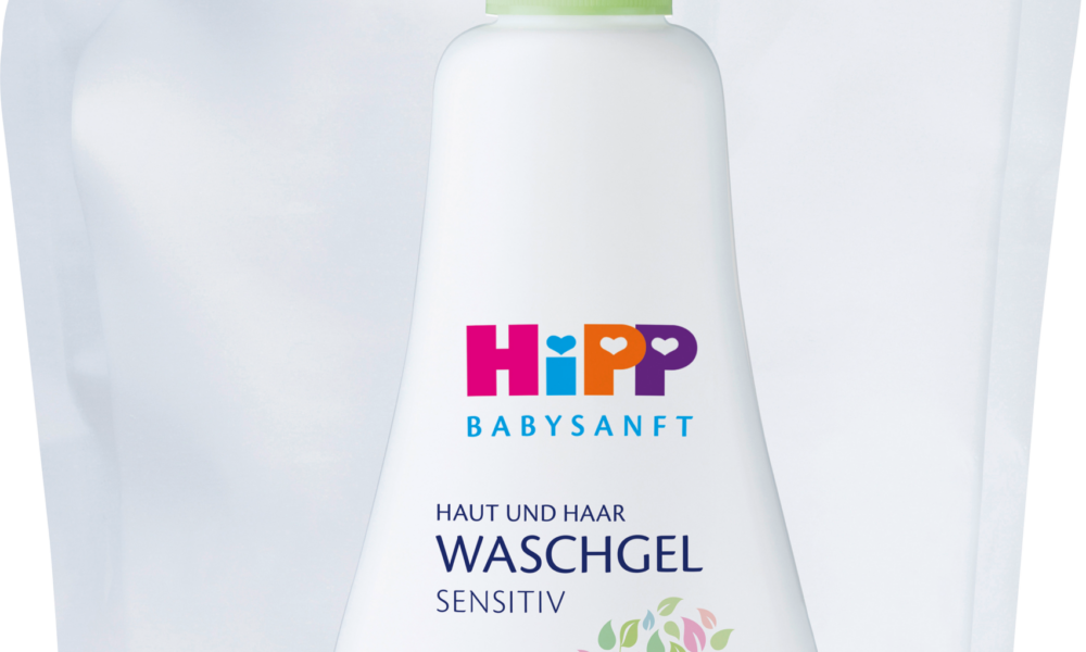HiPP Babysanft جل غسول للأطفال للبشرة والشعر الحساس، عبوة إعادة التعبئة، 400 مل