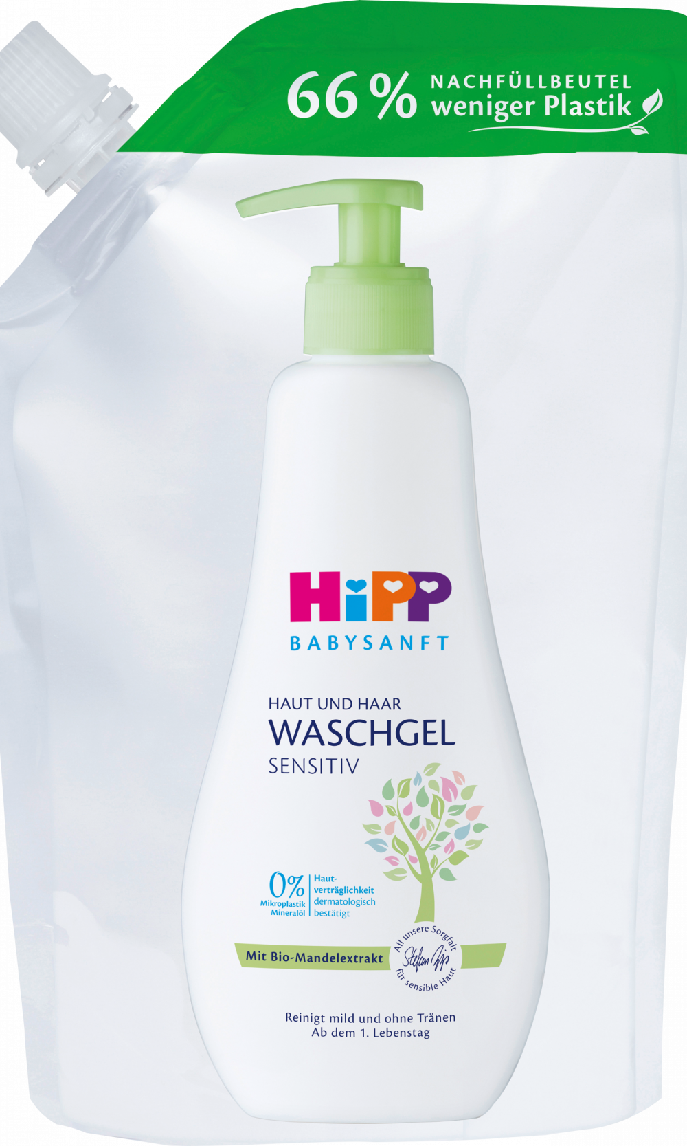 HiPP Babysanftجل غسول للأطفال للبشرة والشعر الحساس، عبوة إعادة التعبئة، 400 مل
